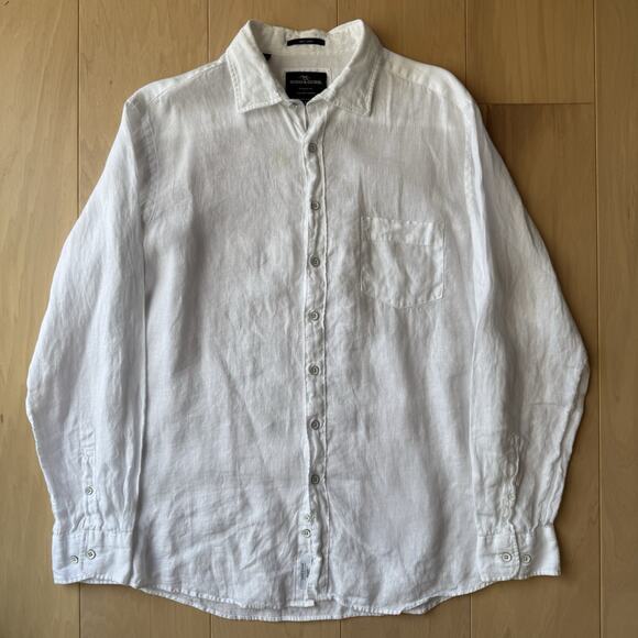 Rodd & Gunn Linen Shirt XL White Collared Button Up Minimalist New York Party - Picture 2 of 10